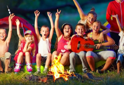 This is a picture of children enjoyin the nature walk at Beaver Creek Resort in Gaylord, MI