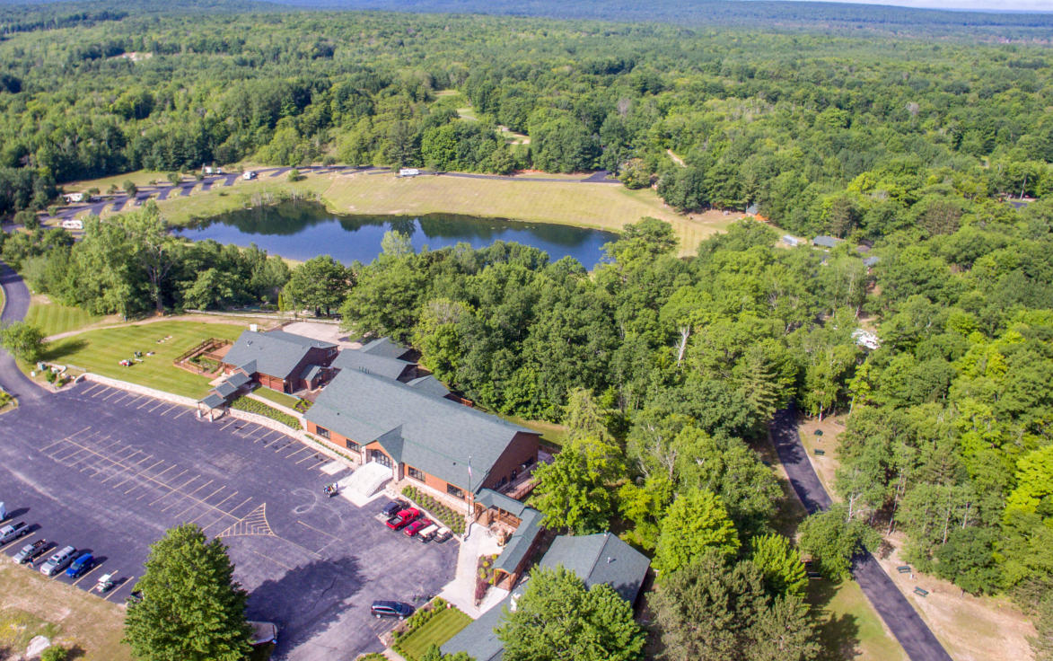 This is an aerial view of  Beaver Creek Resort in Gaylord,  Michigan